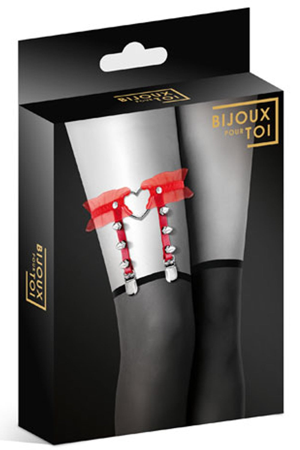 Jarretière rouge avec coeur pointes et tulle - CC6060100030