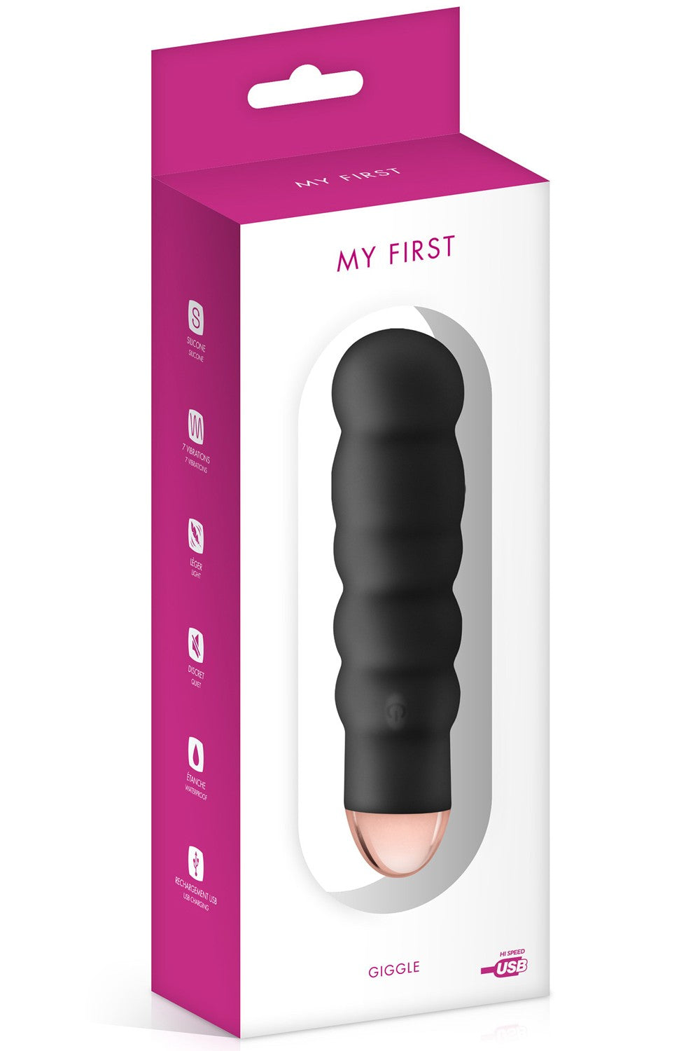 Vibromasseur noir 7 vitesses USB corps ondulé - CC5740140010