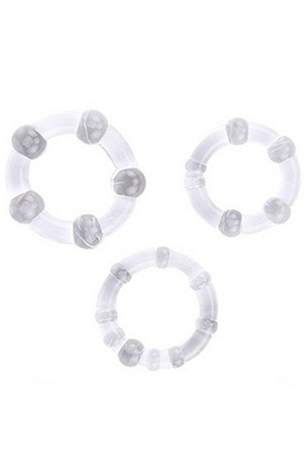 Pack 3 cockring transparents avec billes - CR-COR005CLE