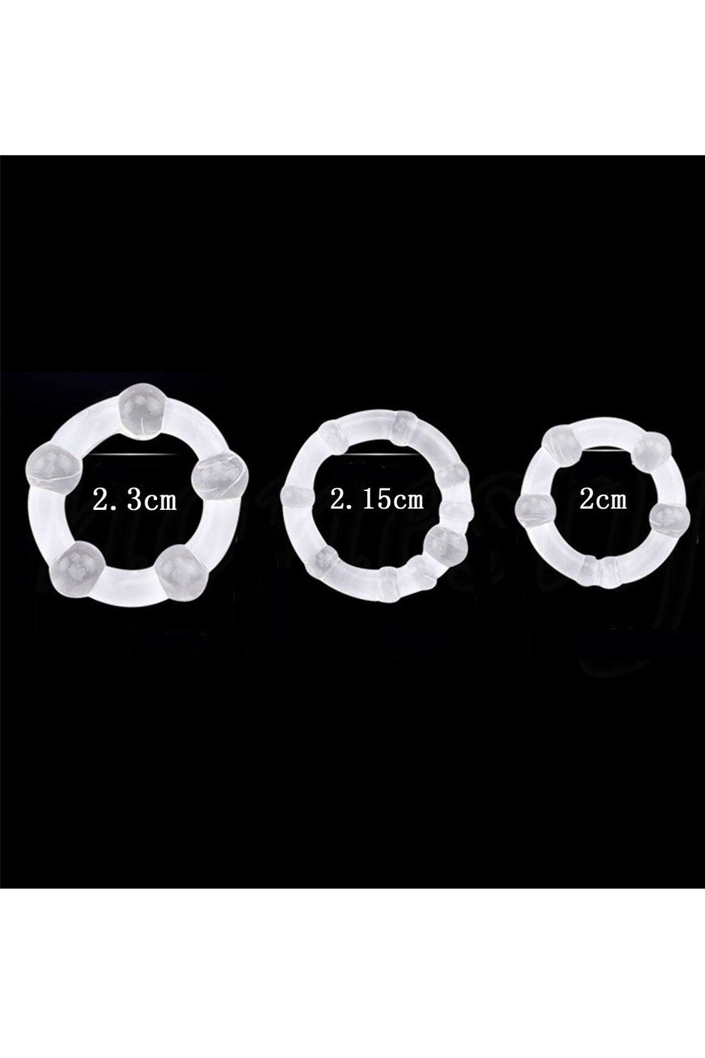 Pack 3 cockring transparents avec billes - CR-COR005CLE