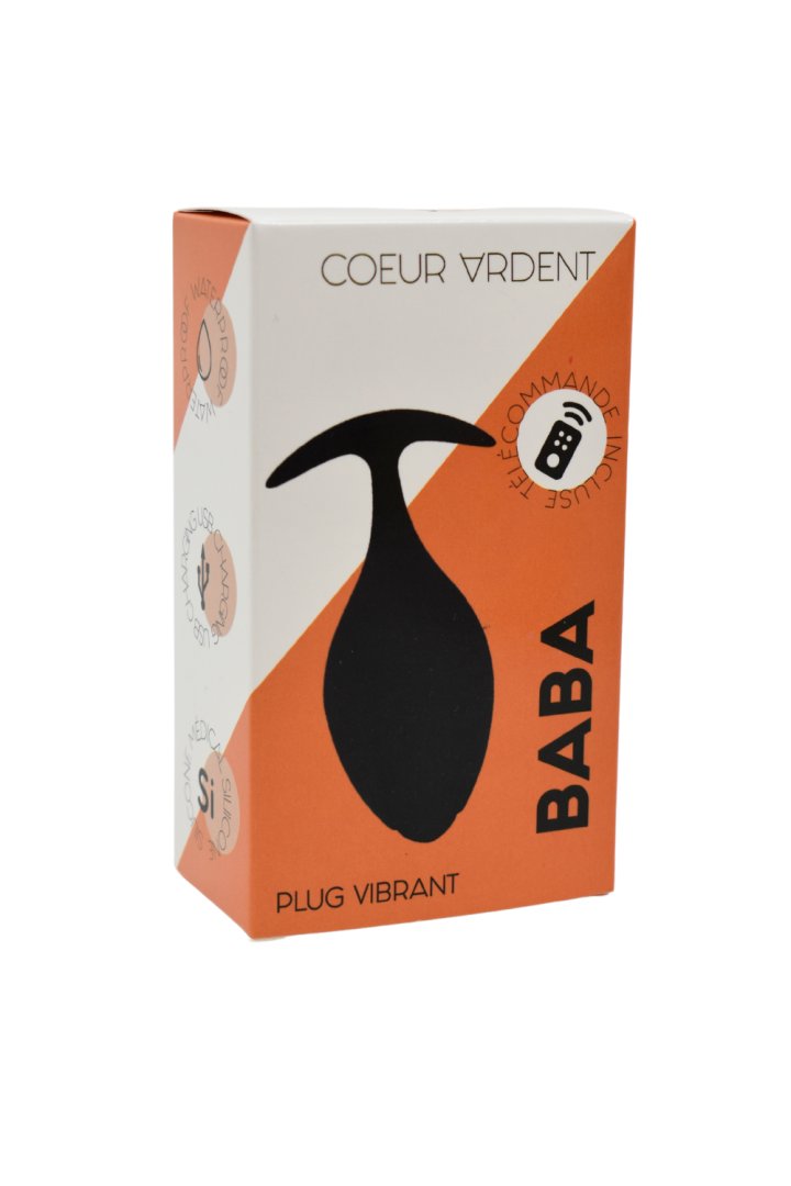 BABA, Plug vibrant anal noir USB, avec télécommande - BQ131BLK