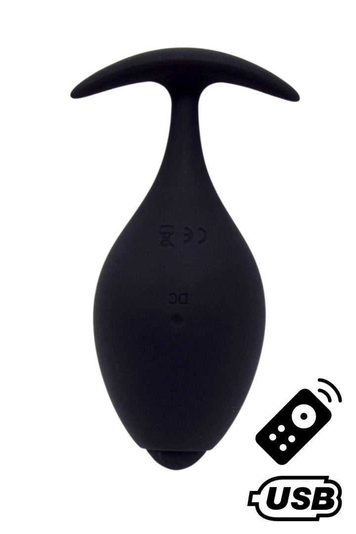 BABA, Plug vibrant anal noir USB, avec télécommande - BQ131BLK