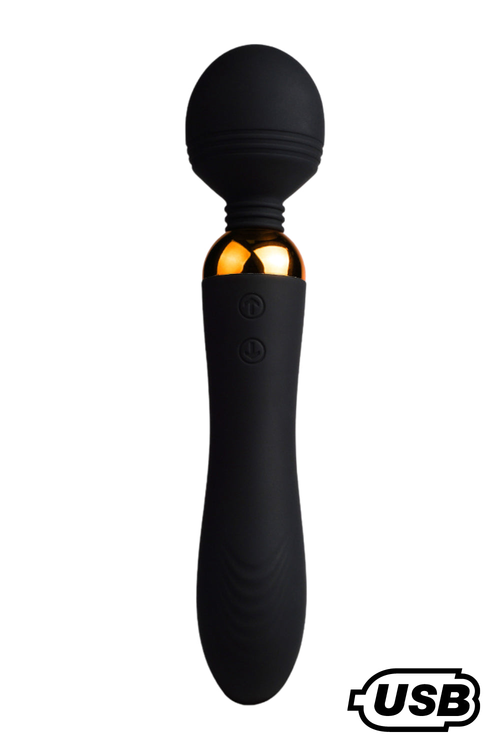 SHAKE Noir, Vibromasseur Wand USB en silicone médical avec 2 puissants moteurs indépendants - BQ107BLK