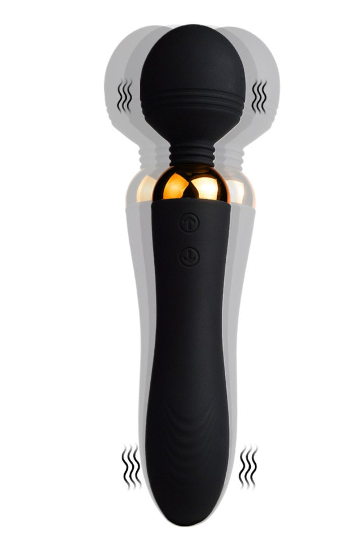 SHAKE Noir, Vibromasseur Wand USB en silicone médical avec 2 puissants moteurs indépendants - BQ107BLK