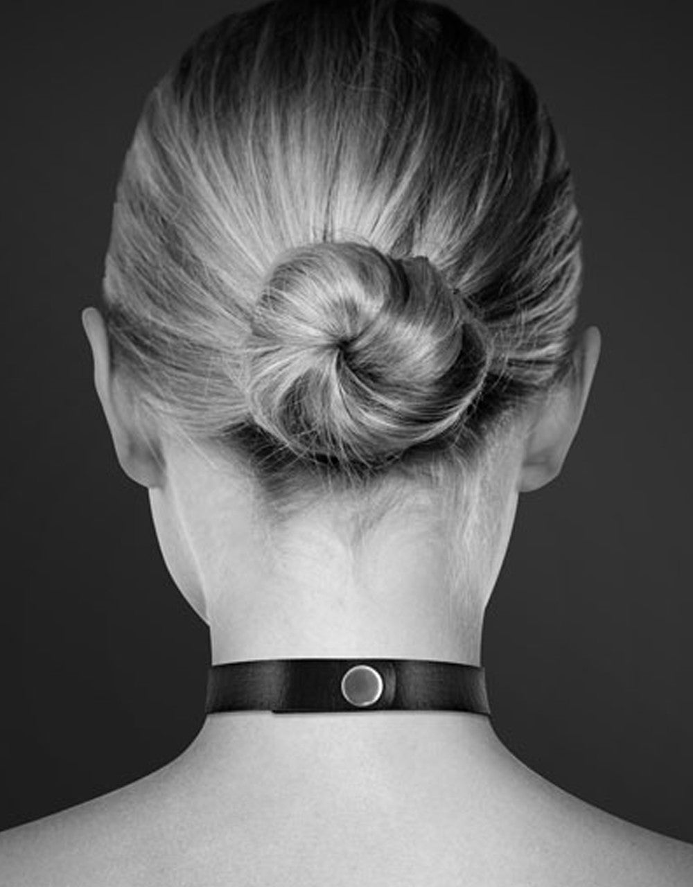 Collier en cuir noir SM avec double anneau métal argenté pour laisse - CC6060030010