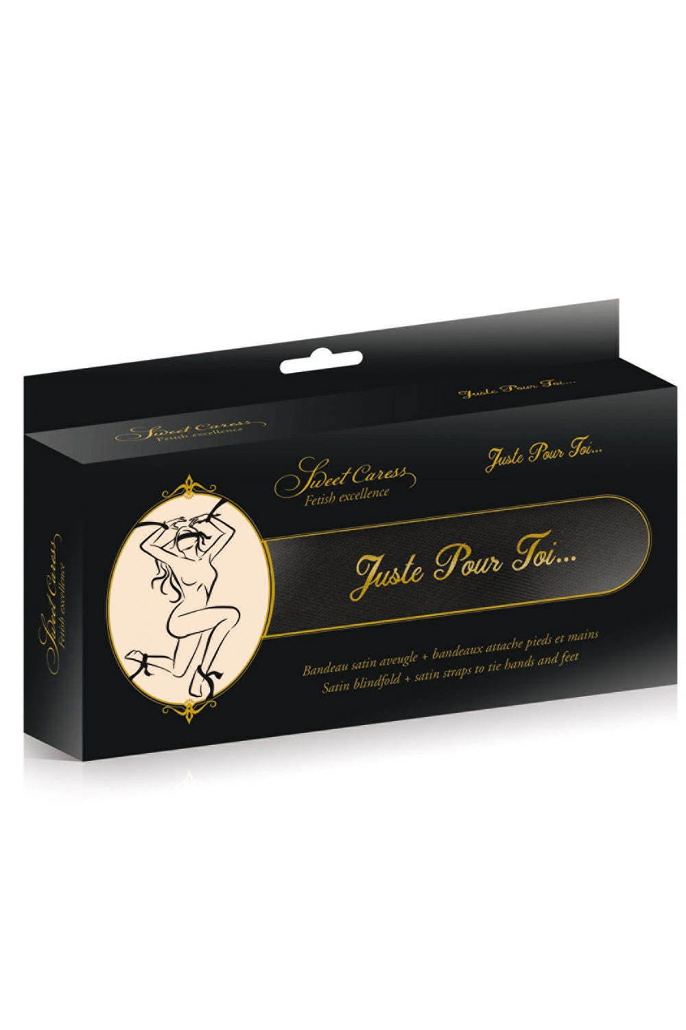 Set de 5 bandeaux satinés noirs chevilles poignets et yeux - CC780202001000