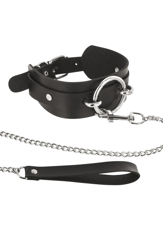 Collier fétichiste large anneau métal et laisse - CC6060180010