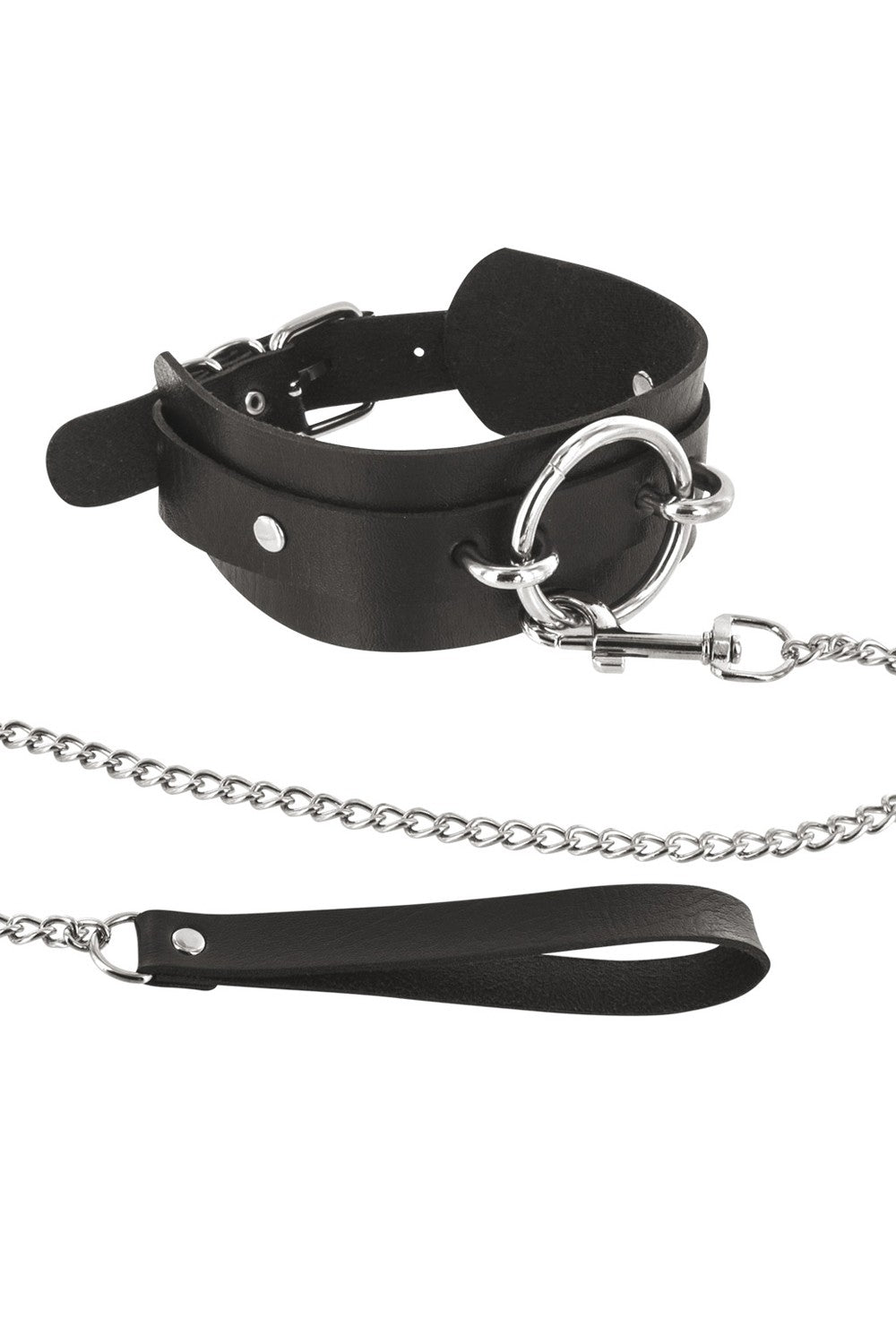 Collier fétichiste large anneau métal et laisse - CC6060180010