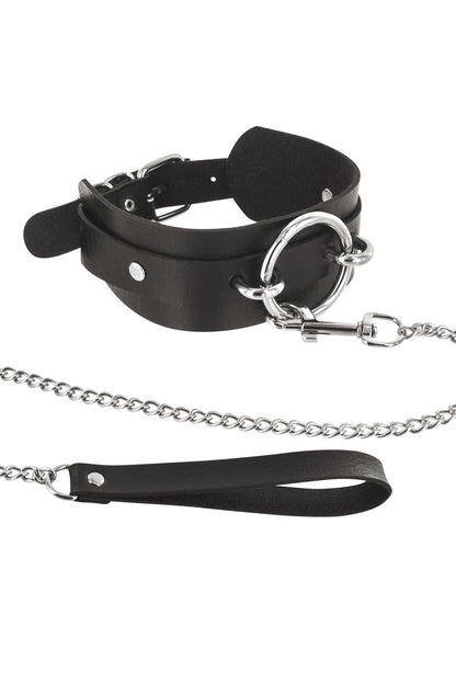 Collier fétichiste large anneau métal et laisse - CC6060180010