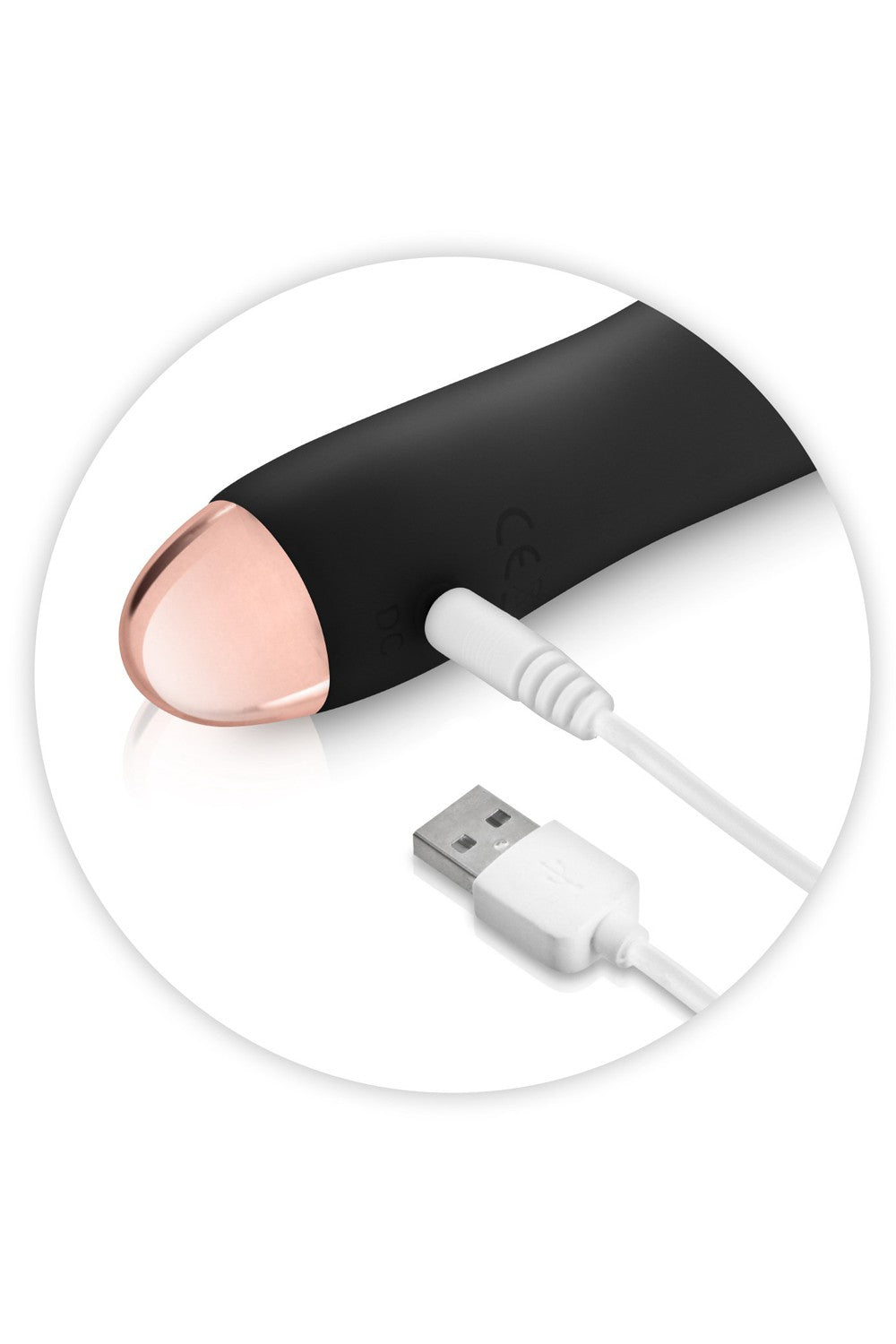 Vibromasseur noir 7 vitesses USB tête strié - CC5740180010