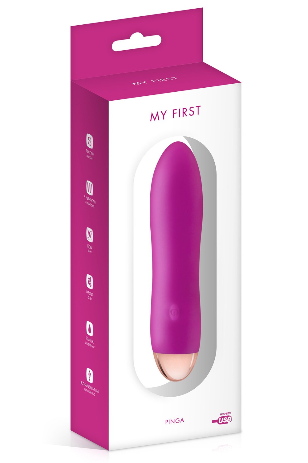 Vibromasseur rose lisse 7 vitesses USB - CC5740160050