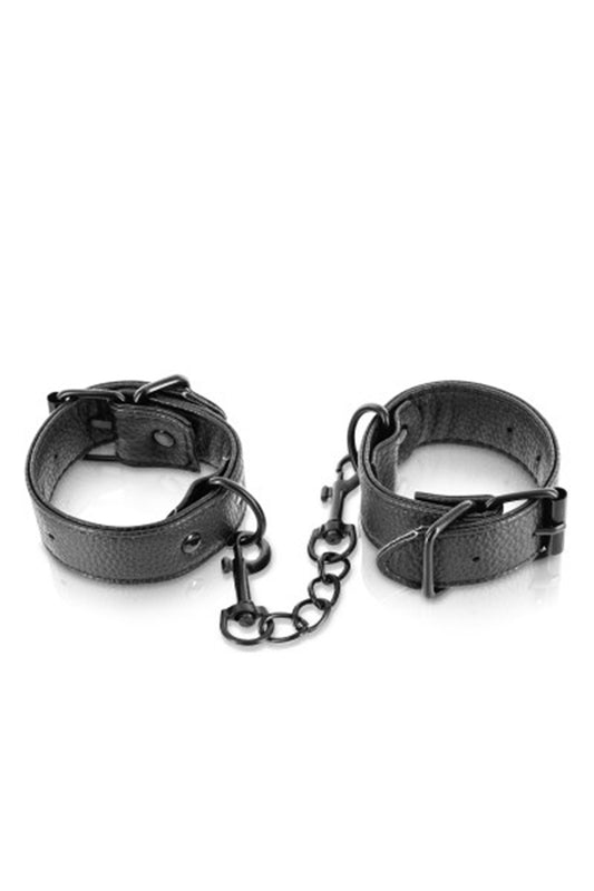 Menottes simili cuir noir ajustables Fetish Tentation - CC570407