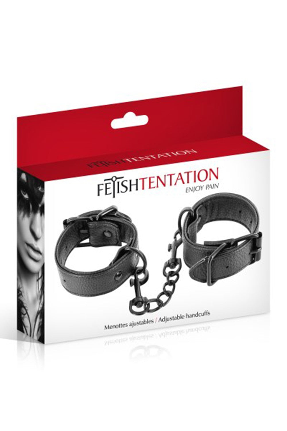 Menottes simili cuir noir ajustables Fetish Tentation - CC570407