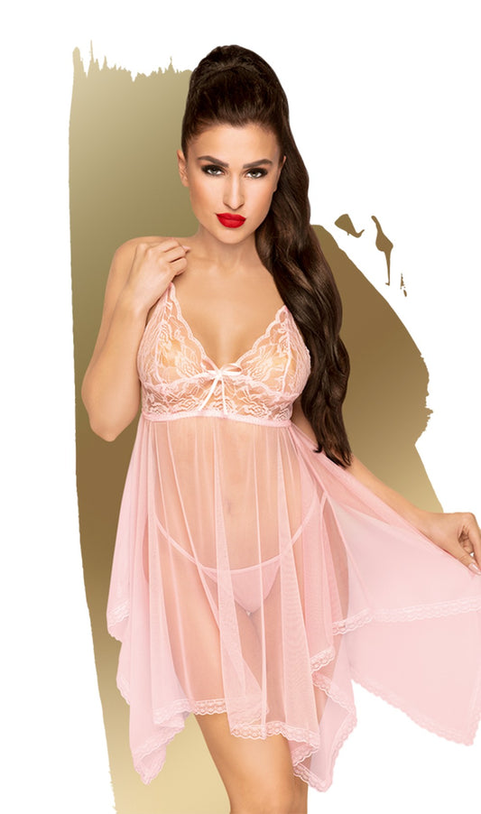 Nuisette et string assorti Rose Naughty doll - PH0084PNK