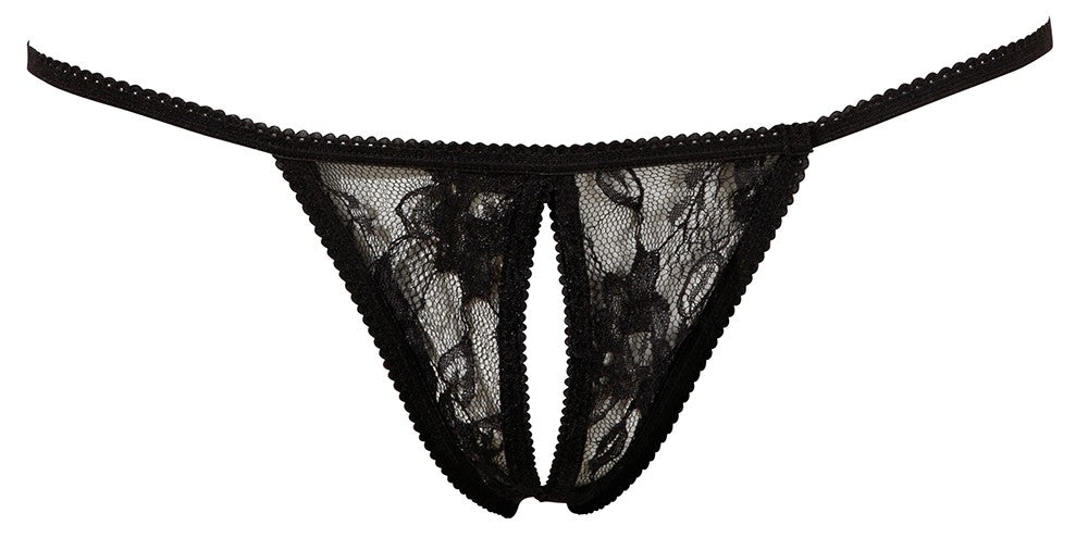 String dentelle noire ouvert à l'entrejambe - R23207621101