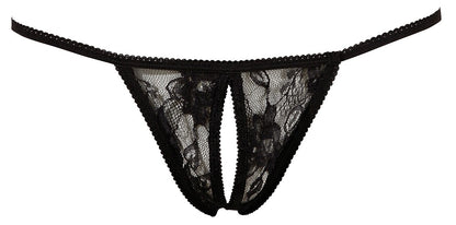 String dentelle noire ouvert à l'entrejambe - R23207621101