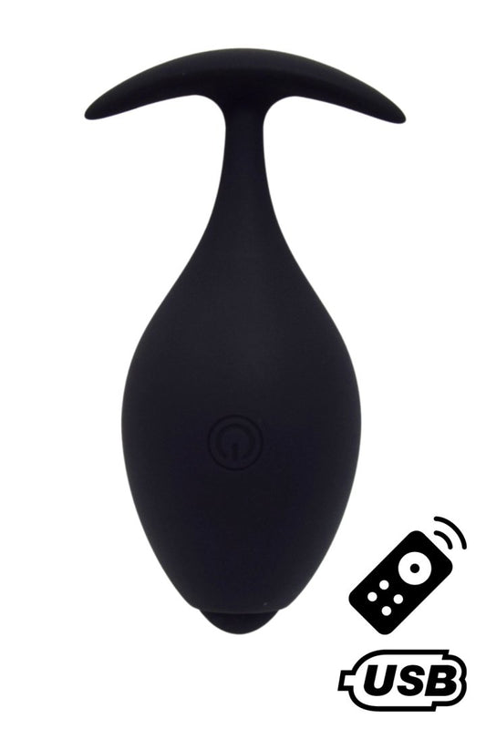 BABA, Plug vibrant anal noir USB, avec télécommande - BQ131BLK