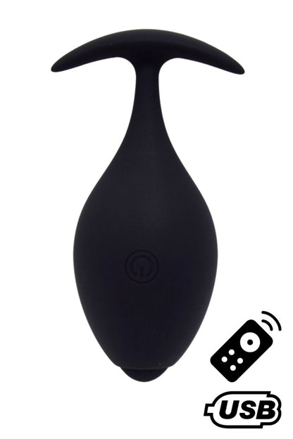 BABA, Plug vibrant anal noir USB, avec télécommande - BQ131BLK