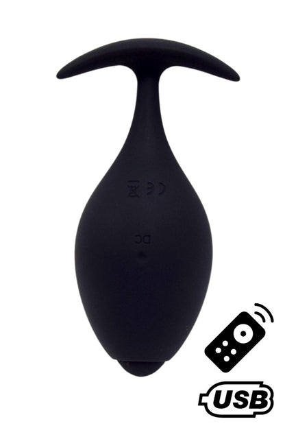 BABA, Plug vibrant anal noir USB, avec télécommande - BQ131BLK